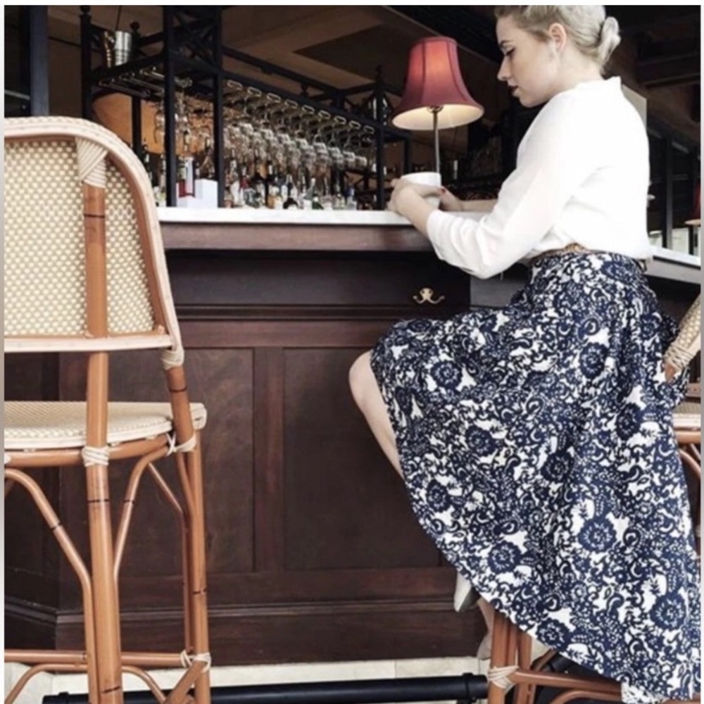 Sachin + Babi Navy and Cream Floral Midi Skirt